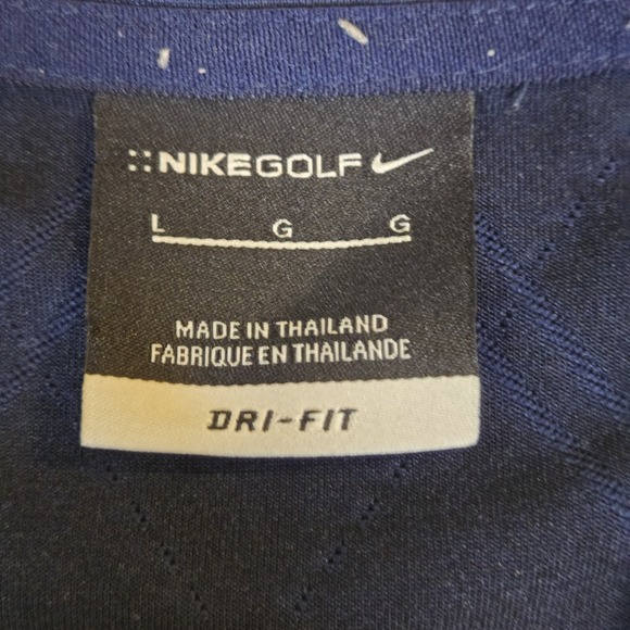 Nike Golf Tour Performance Mens Large Navy Blue Diamond Shrt Sleeve Polo Dri-Fit - Picture 8 of 10